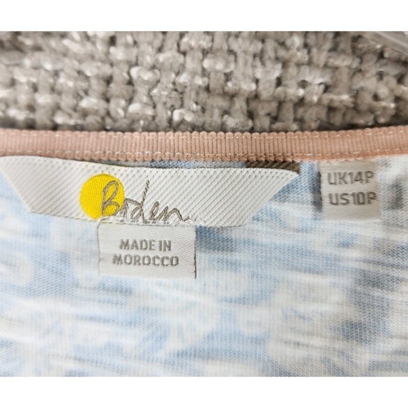 BODEN Blue White Florrie Dove Bird Print Dress Womens 10P Pockets Stretch Knit - Picture 10 of 11